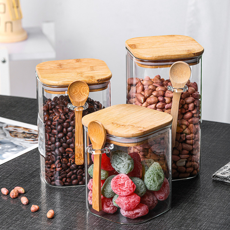 Glass Jars with Wooden Lids 